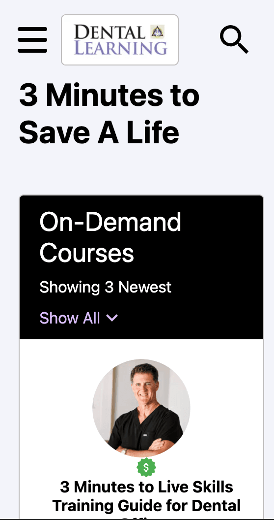 Dental Learning mobile view