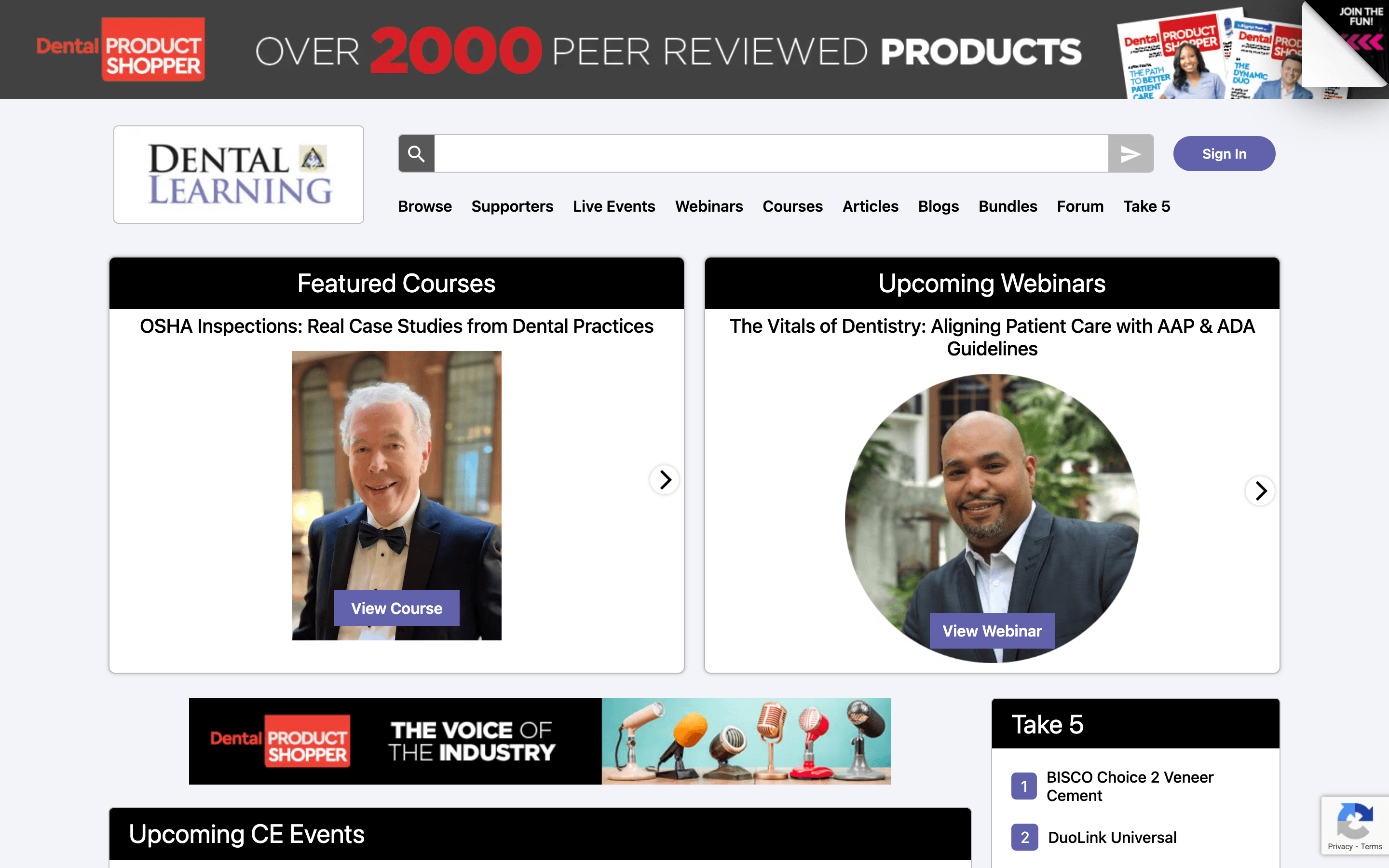 Dental Learning desktop view