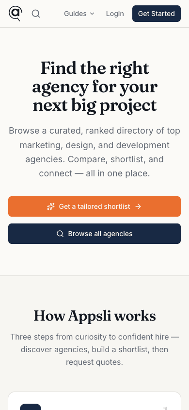 Appsli mobile view