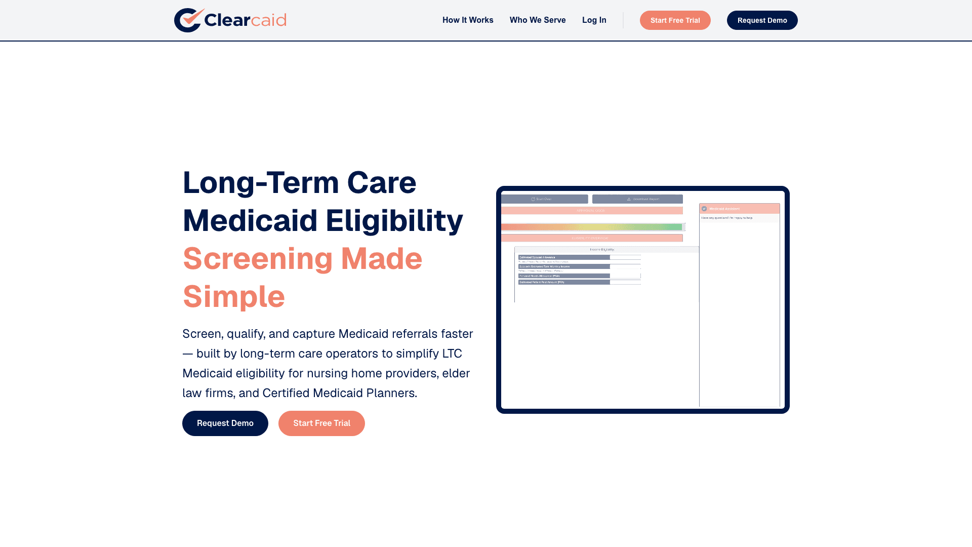 ClearCaid desktop view