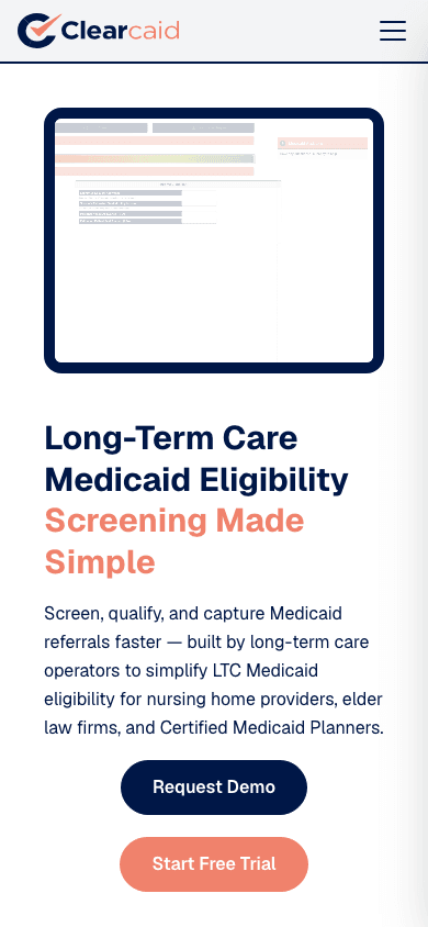 ClearCaid mobile view