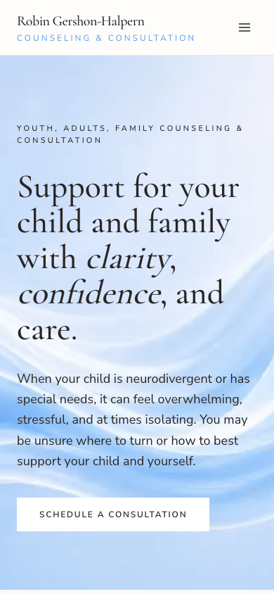 Robin Gershon-Halpern Counseling mobile view