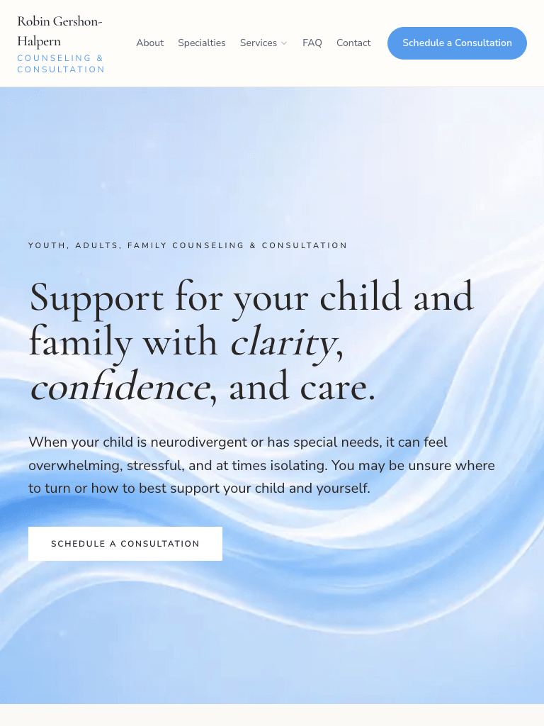 Robin Gershon-Halpern Counseling tablet view